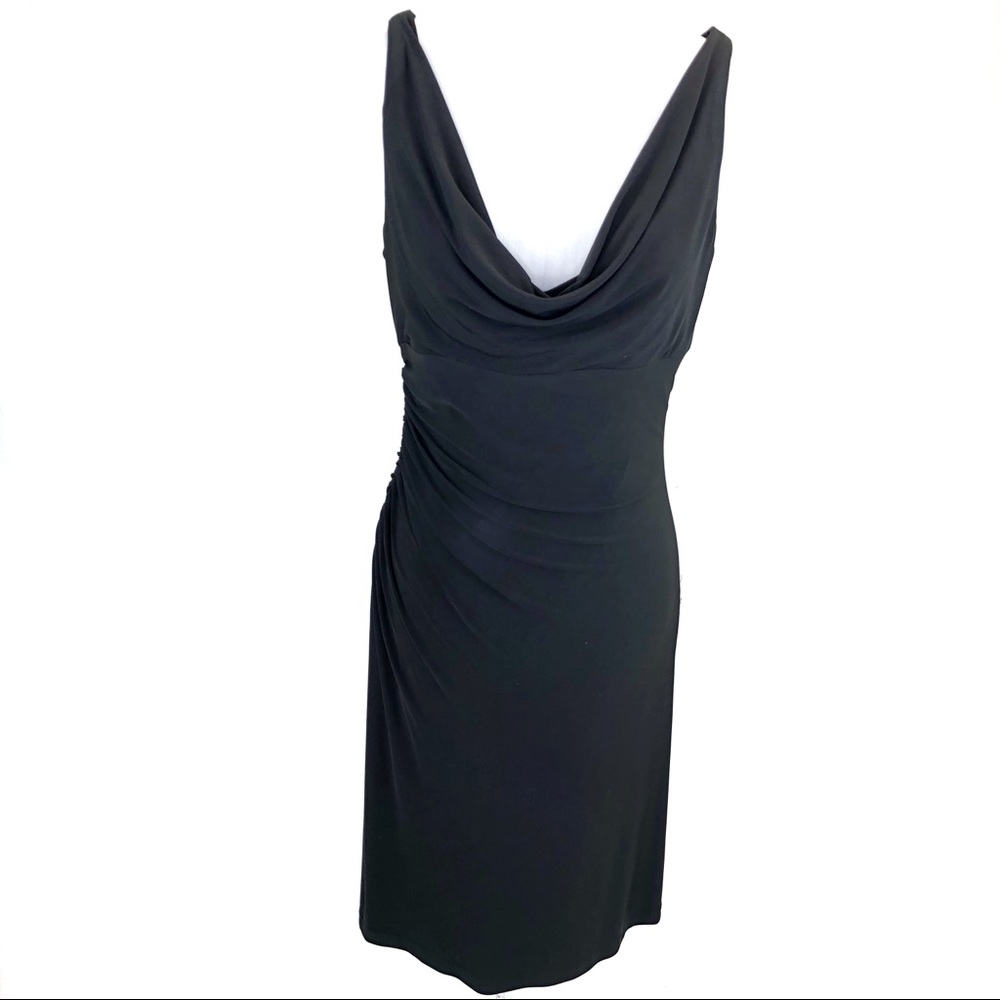 WHBM black cowl neck dress with side ruching - 6